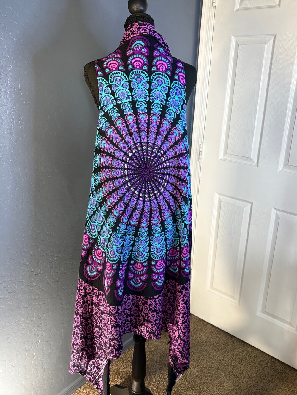 Women’s Bohemian Open Front Coverup with Fringe ONESIZE